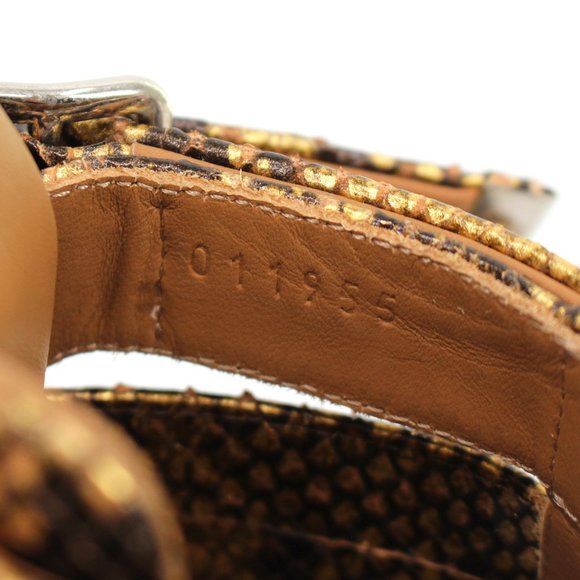 Chloe Rylee Leather Gold Python Embossed Caged Cut-Out Ankle Booties 36 NEW Boot - Picture 4 of 8